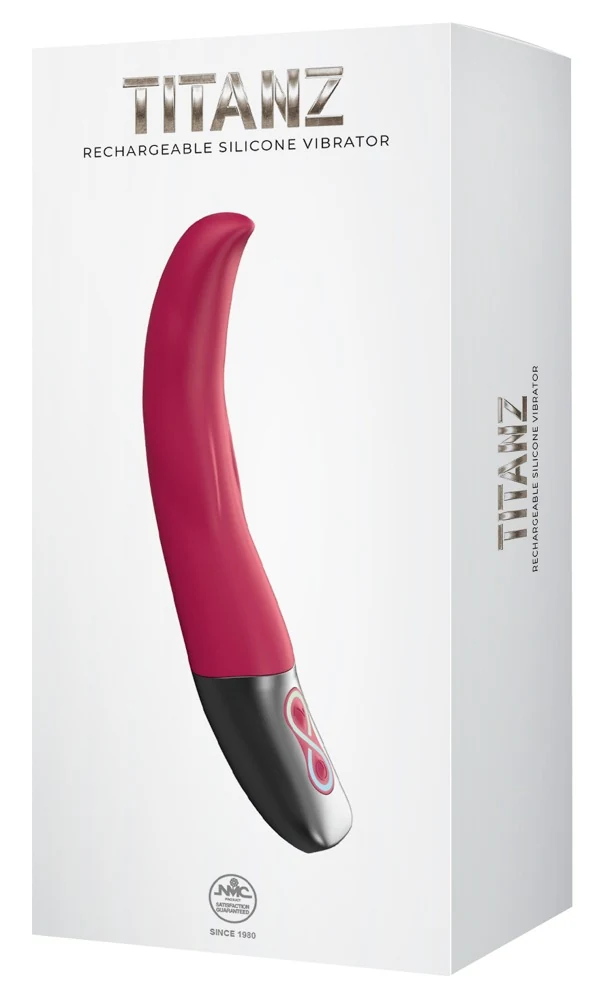 Titanz vibrator met gebogen siliconen tip