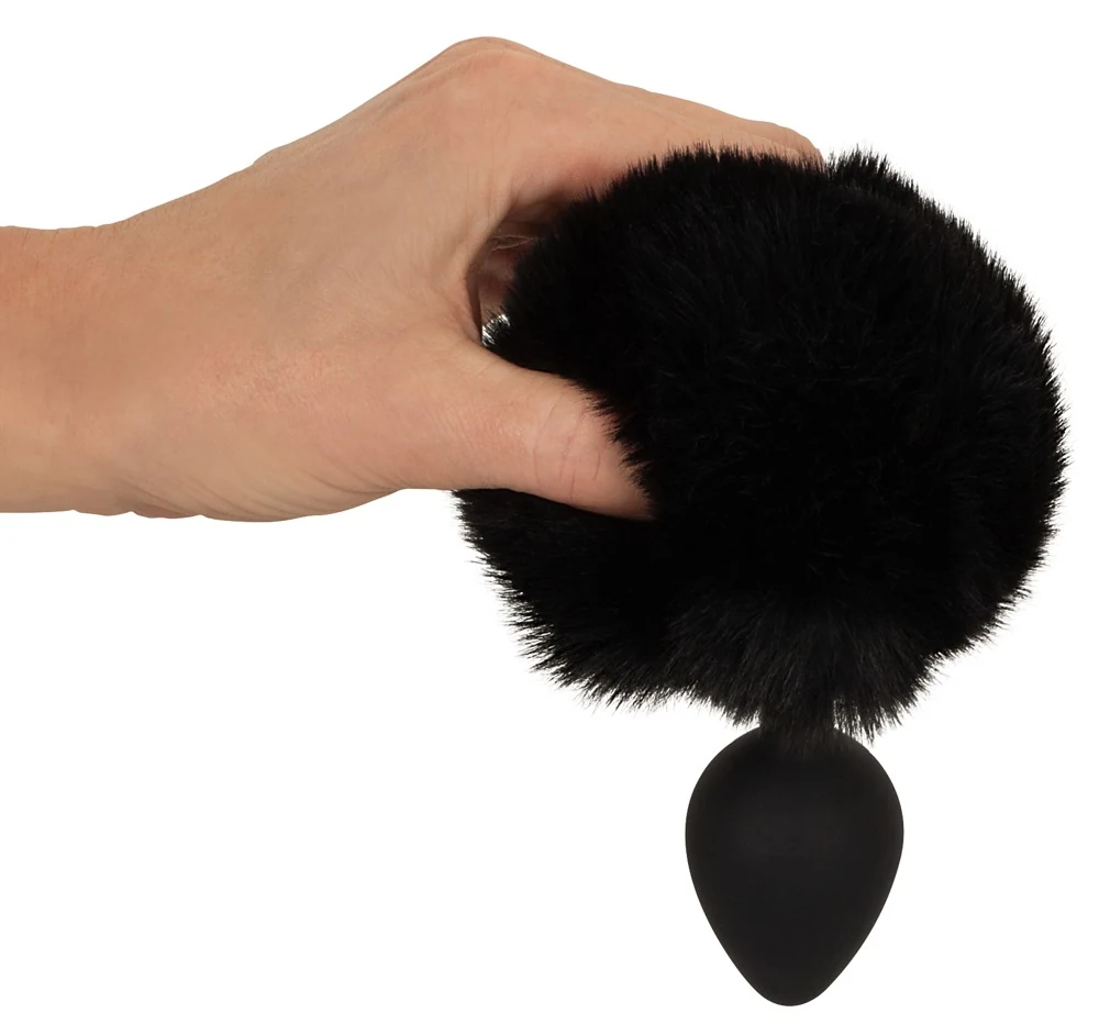 Anaalplug met zwarte bunny tail maat M