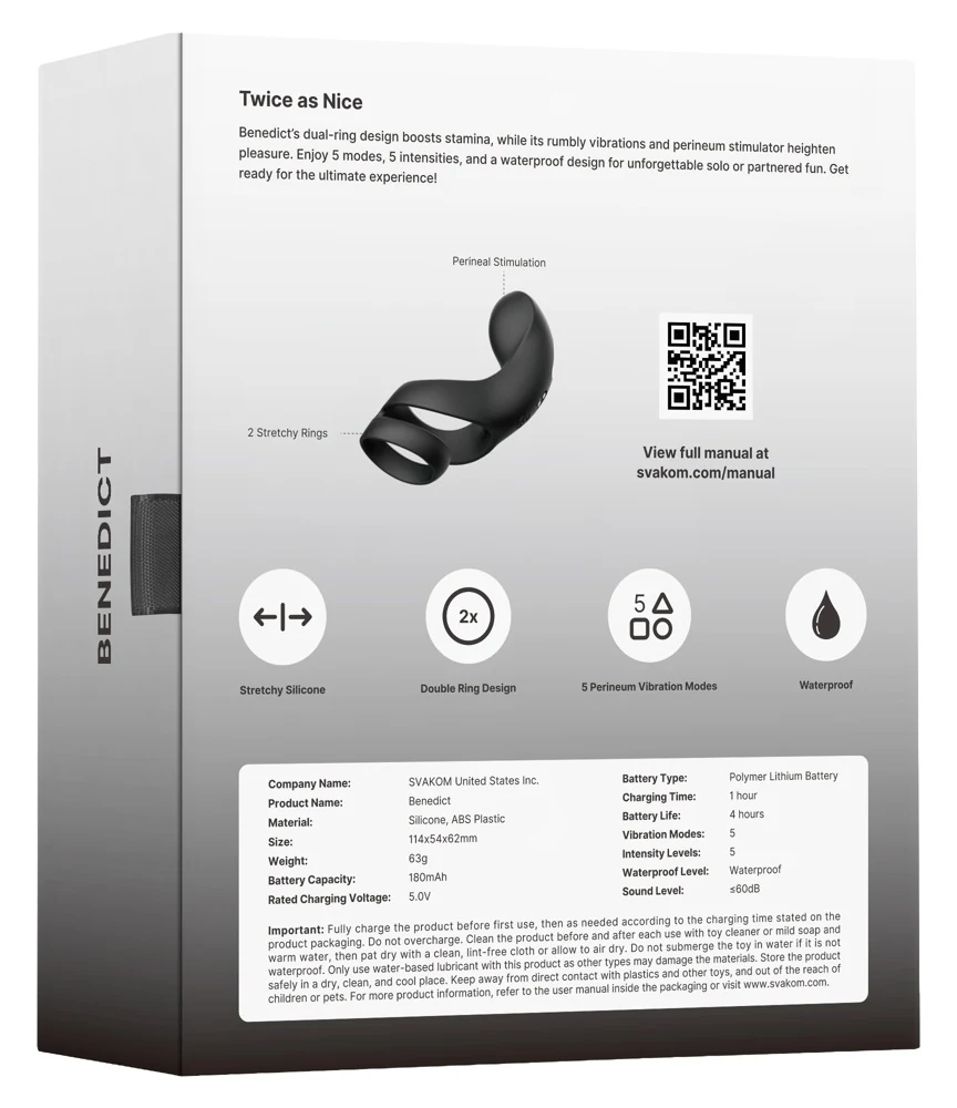 SVAKOM Benedict penisring met perineum vibrator