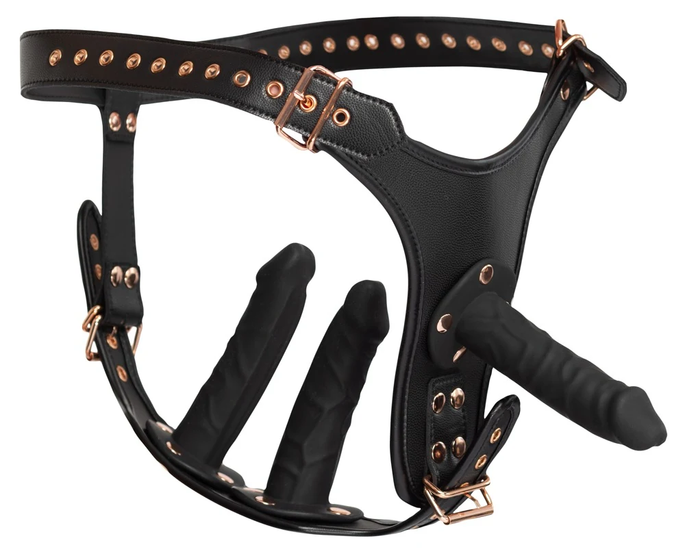 Bad Kitty strap-on string met 3 dildo's