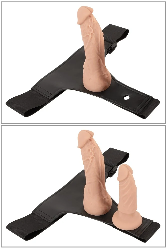 Verstelbare strap-on set met vibrator en 2 dildo’s