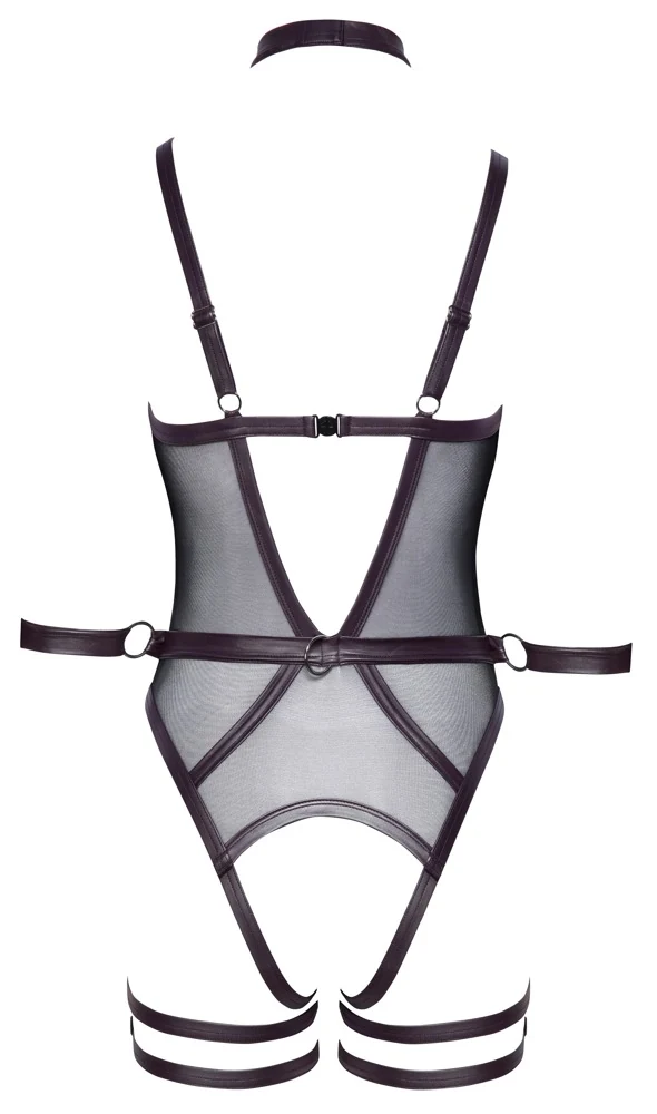 Cottelli Bondage kruisloze body met boeien en halsband
