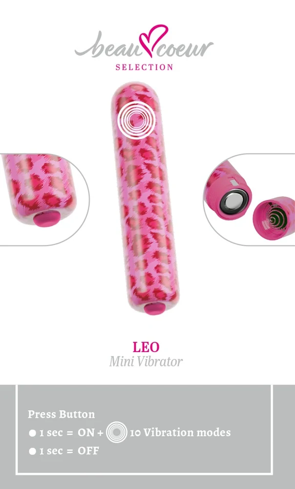 beau cœur LEO minivibrator roze luipaard