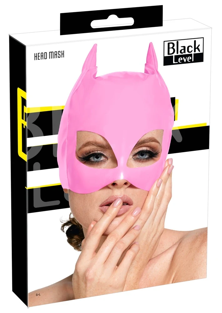 Glanzend roze kattenmasker van vinyl