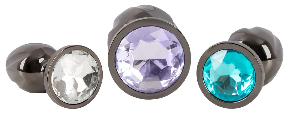 ANOS metalen butt plug set met diamanten