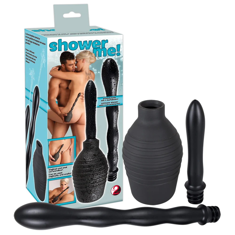 Zwarte intieme douche met 2 opzetstukken