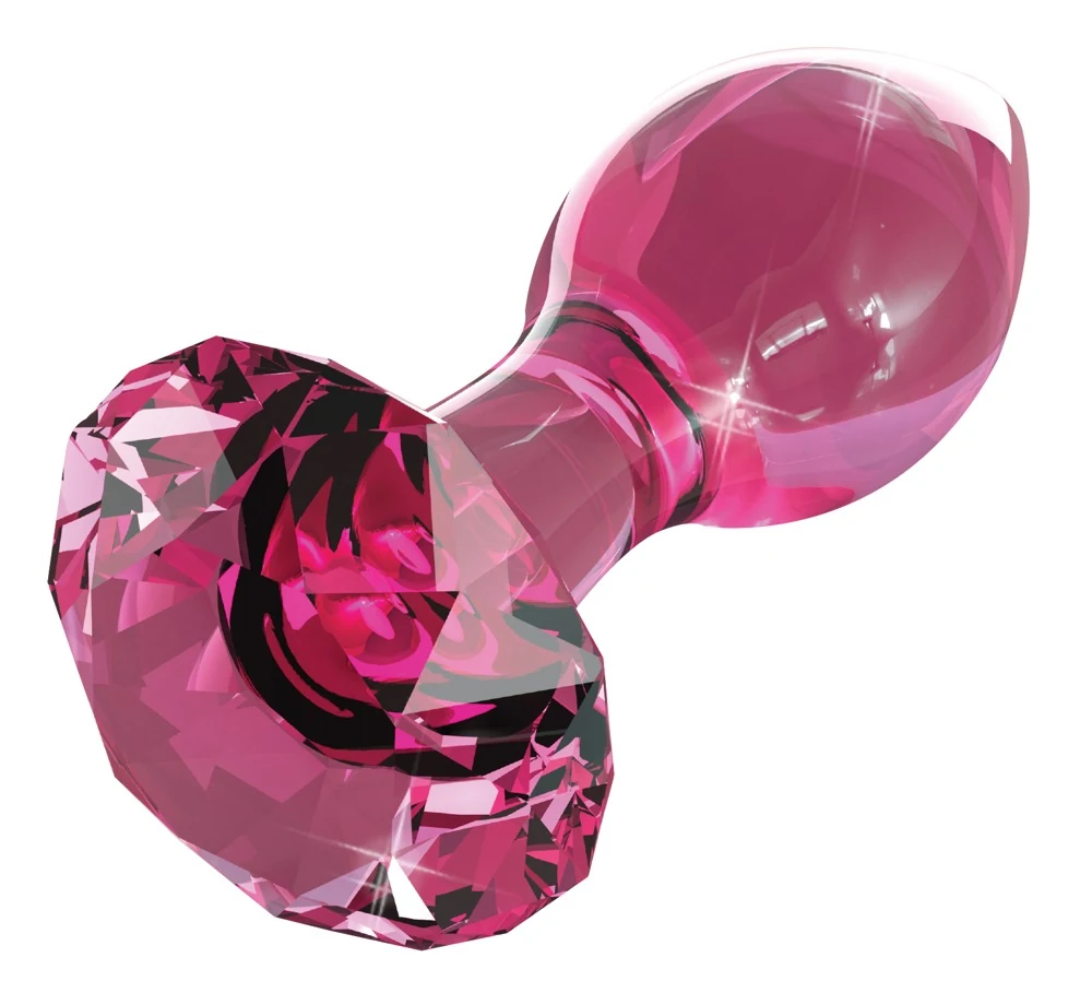 Icicles glazen anaalplug roze met diamantgeslepen voet