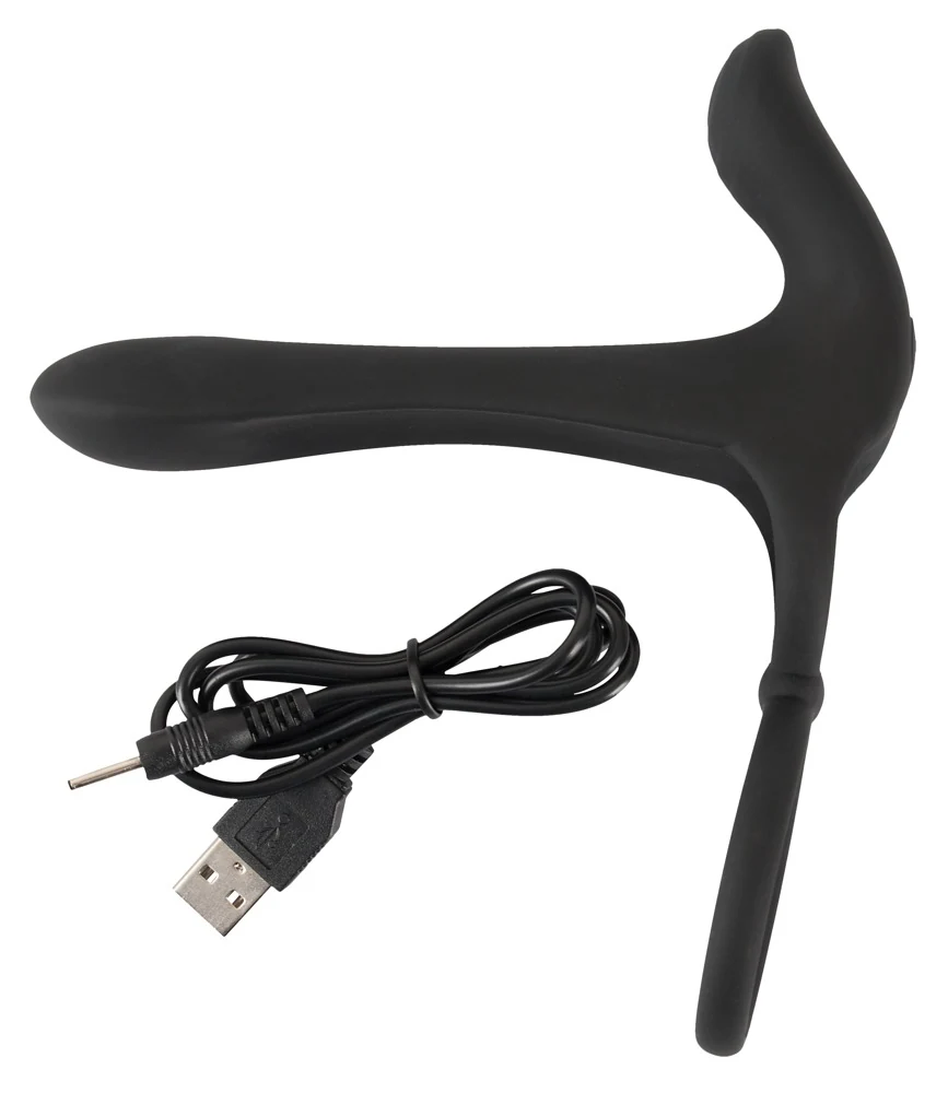 Black Velvets couples vibrator met penis- en testikelring