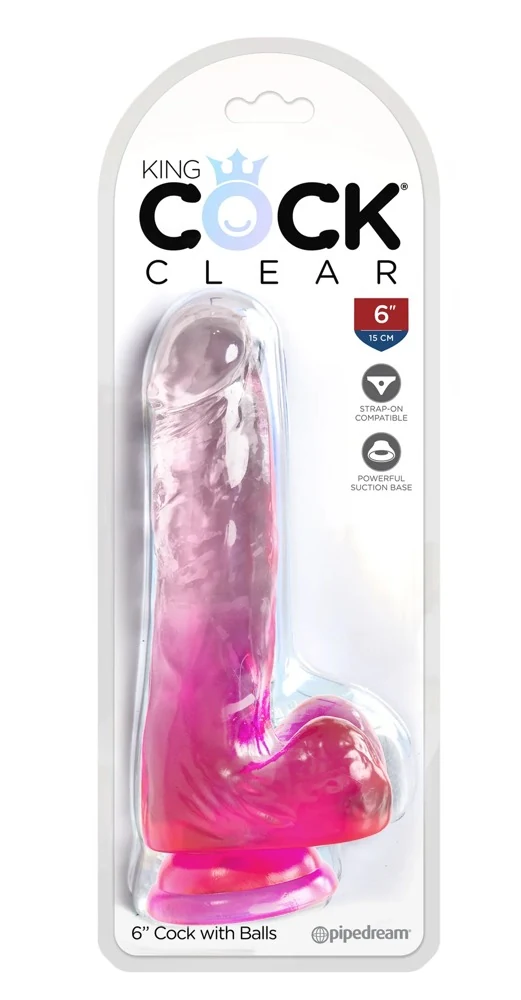 Transparante dildo met zuigvoet 17,8 cm