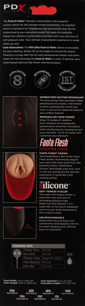 PDX Elite Fuck-O-Matic masturbator met testikelstimulator