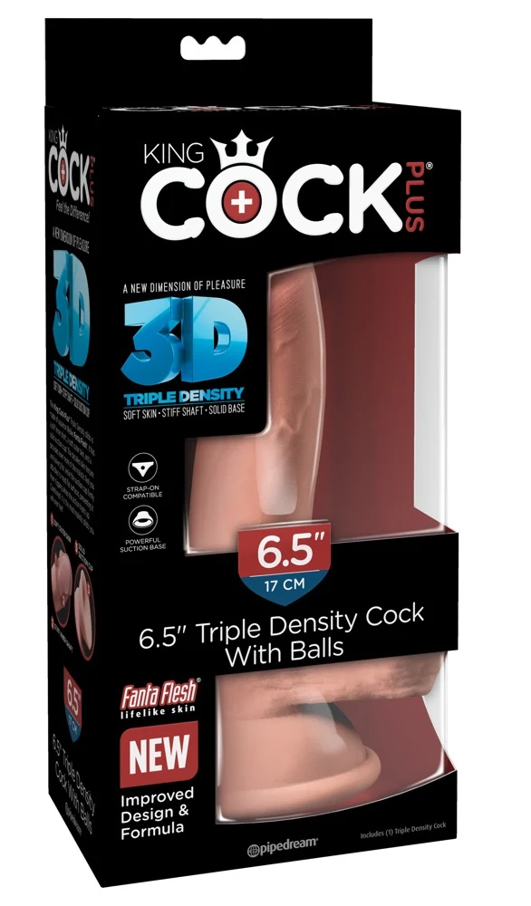 King Cock Plus Triple Density dildo met zuigvoet 20,3 cm