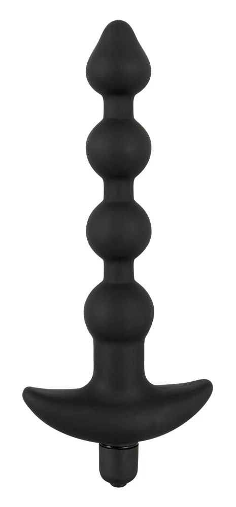 Zwarte siliconen set met plug, string, douche en vibrator