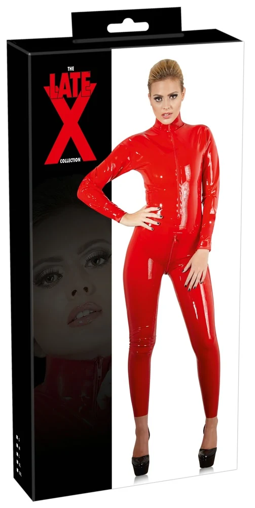 Rode latex catsuit met rits