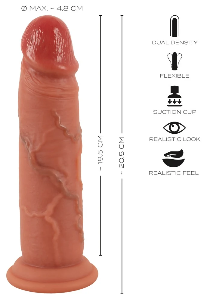 Realistixxx Real Skin dildo met zuigvoet 20,5 cm