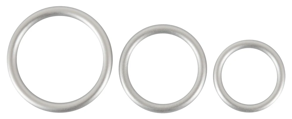 Set siliconen penisringen met metalen look