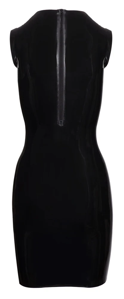 Mouwloze latex minijurk met rits