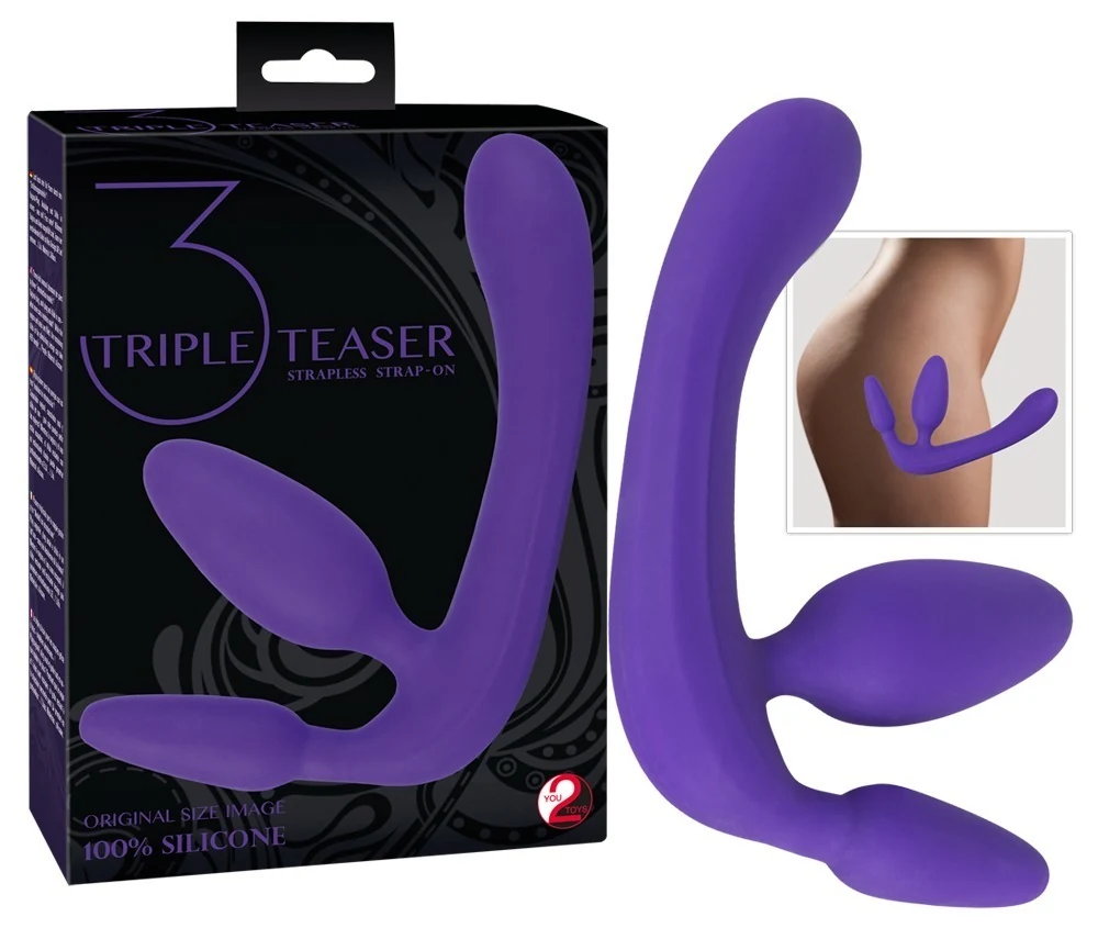 Strapless strap-on trio van siliconen