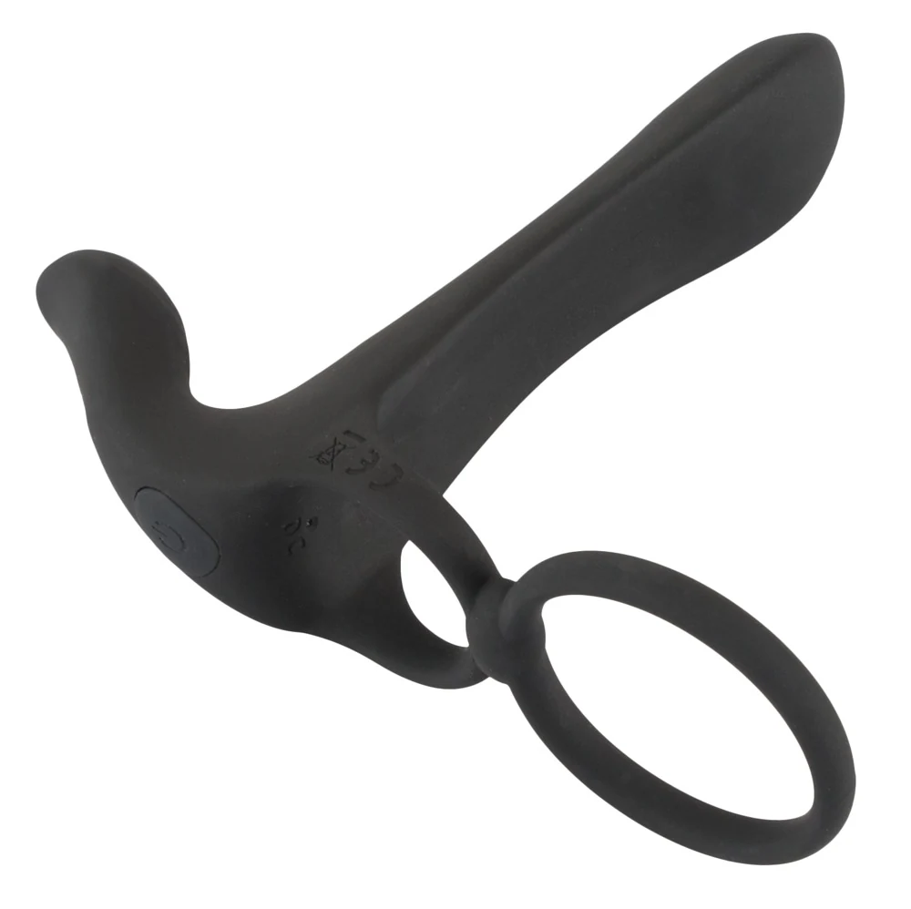 Black Velvets couples vibrator met penis- en testikelring