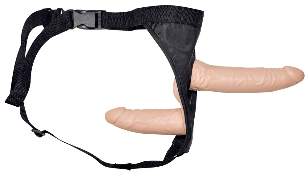 Dubbele strap-on dildo met verstelbare band
