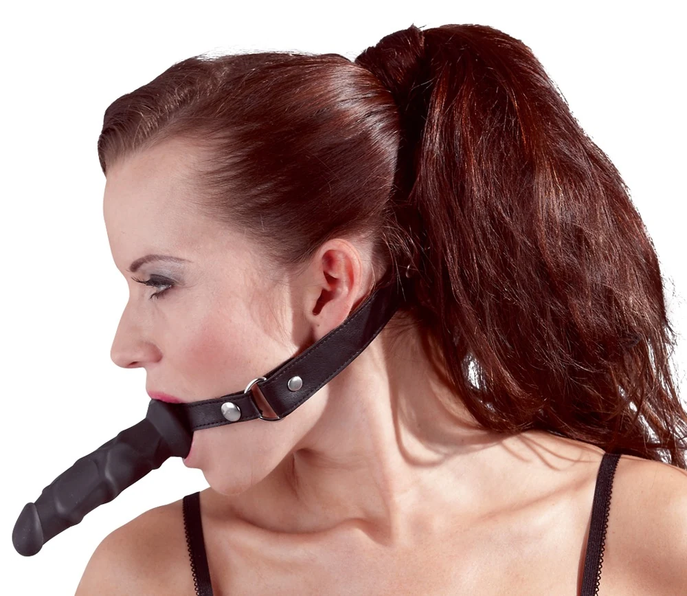 Halfronde gag met siliconen dildo