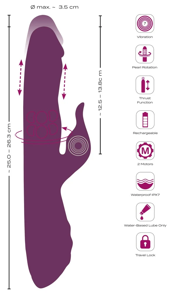 Javida rabbit vibrator met stoten en massagekralen