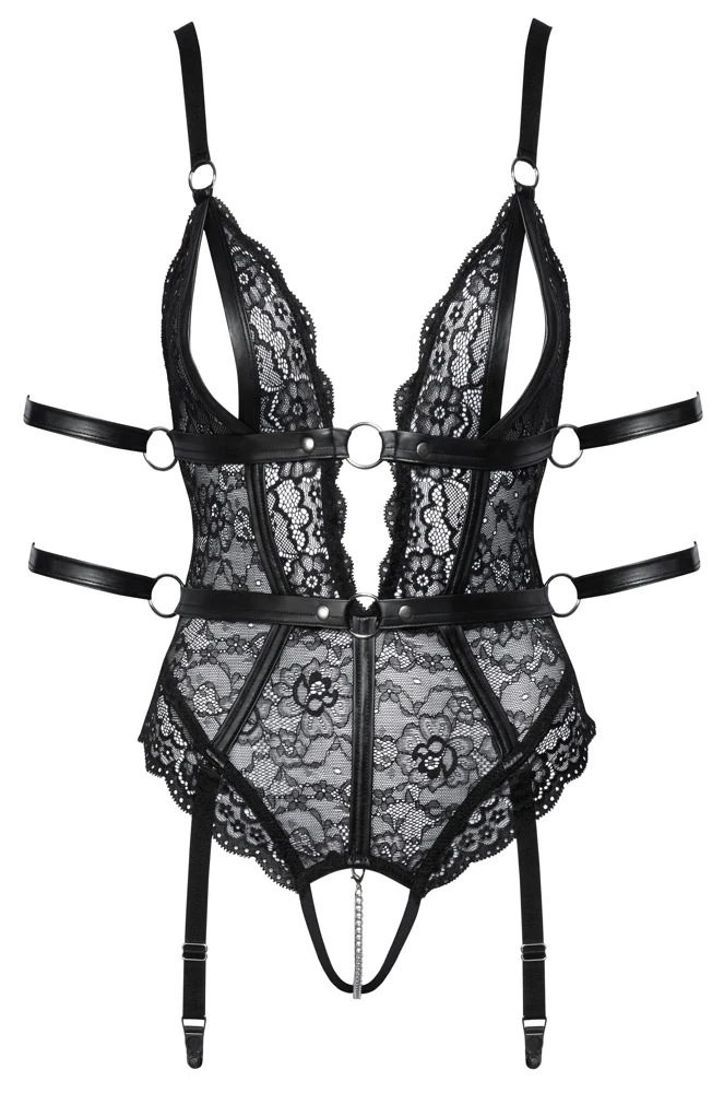 Cottelli Bondage oversized kanten body met enkelbandjes