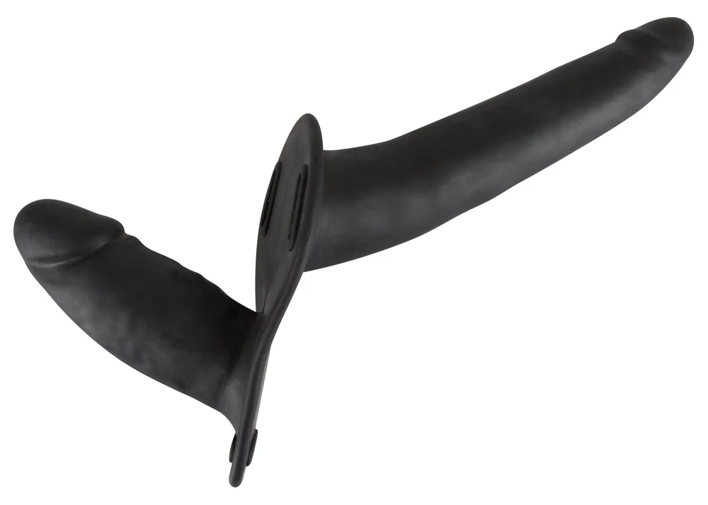 Double Strap-On String met Dubbele Dildo Zwart