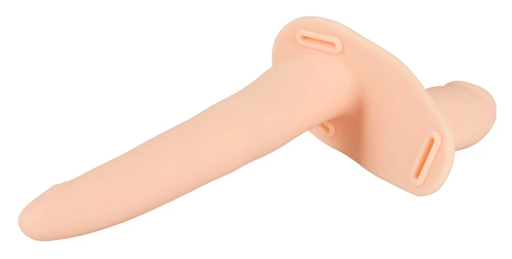 Dubbele strap-on dildo met vibrobullet