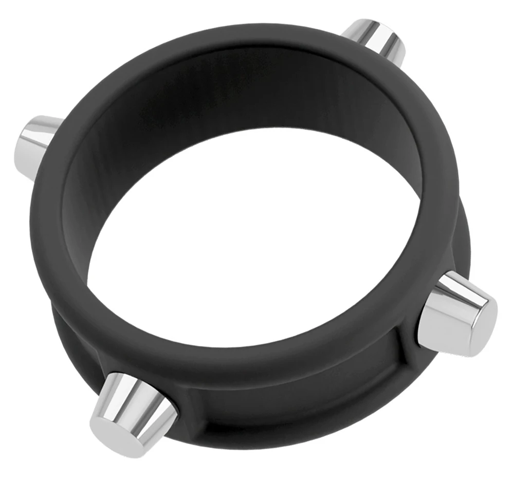 Rebel cockring met studs zwart