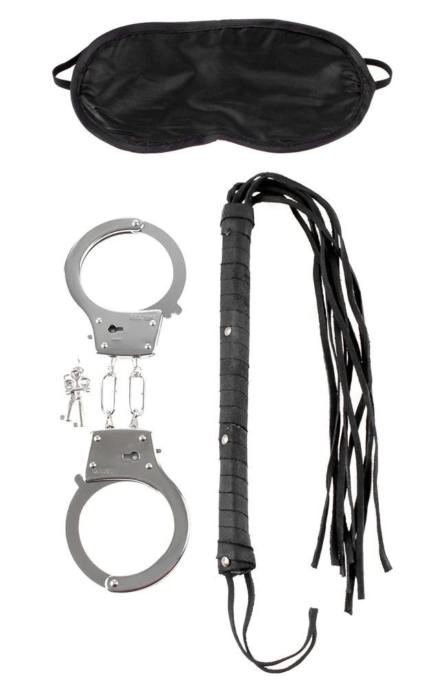 Bondage set met handboeien, blinddoek en flogger