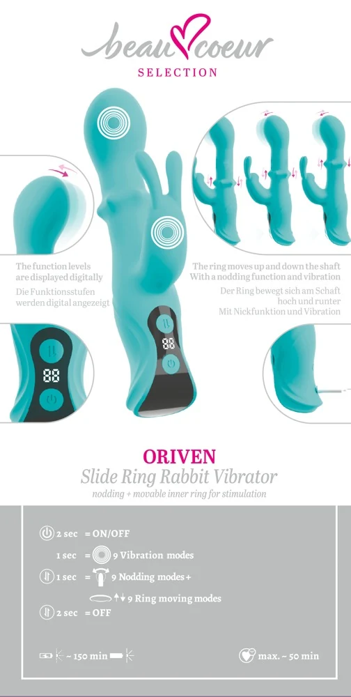beau cœur ORIVEN Slide Ring Rabbit Vibrator