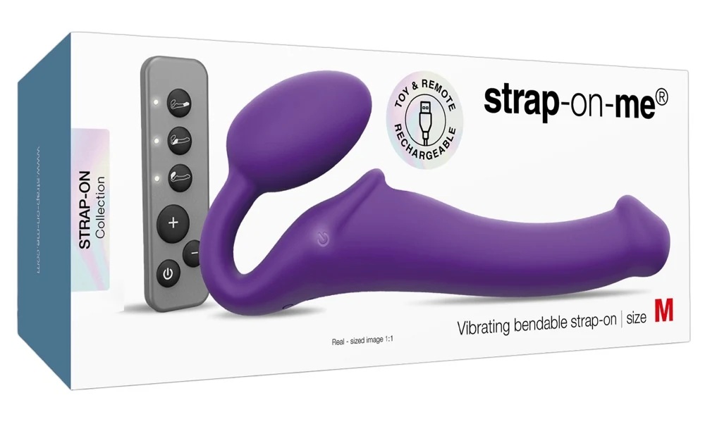 Vibrerende buigbare strap-on met afstandsbediening