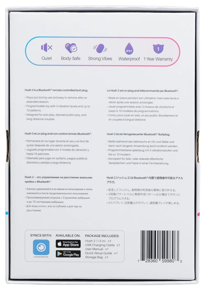 Lovense Hush 2 Buttplug M met App