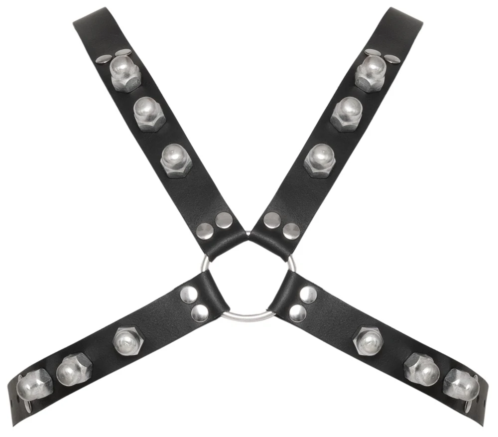 Zwart leren borsttuig met X-design