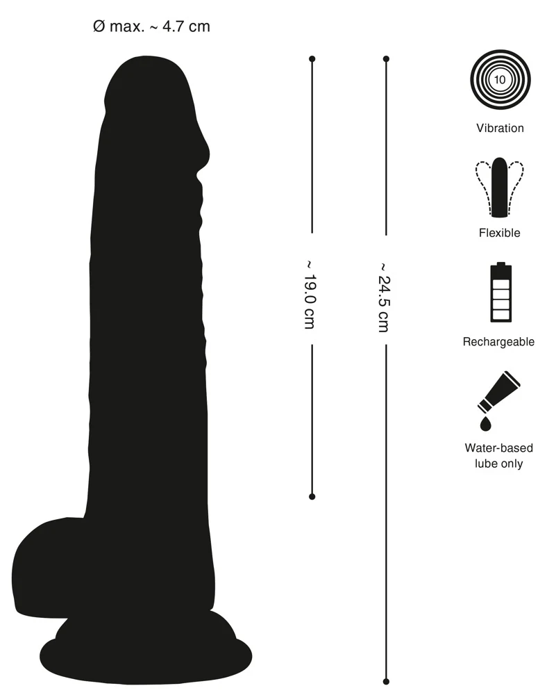 Transparante vibrator met zuignap en 10 vibratiestanden