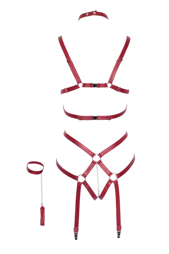 Bad Kitty eendelig pak met ketting donkerrood