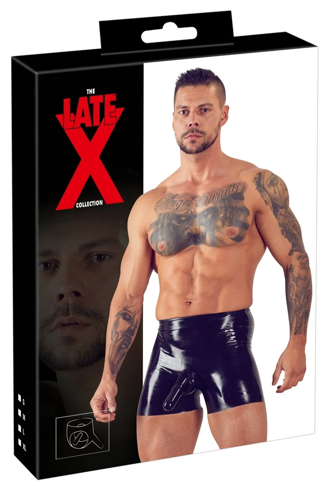 Latex broekje met geïntegreerde schede en anaal condoom