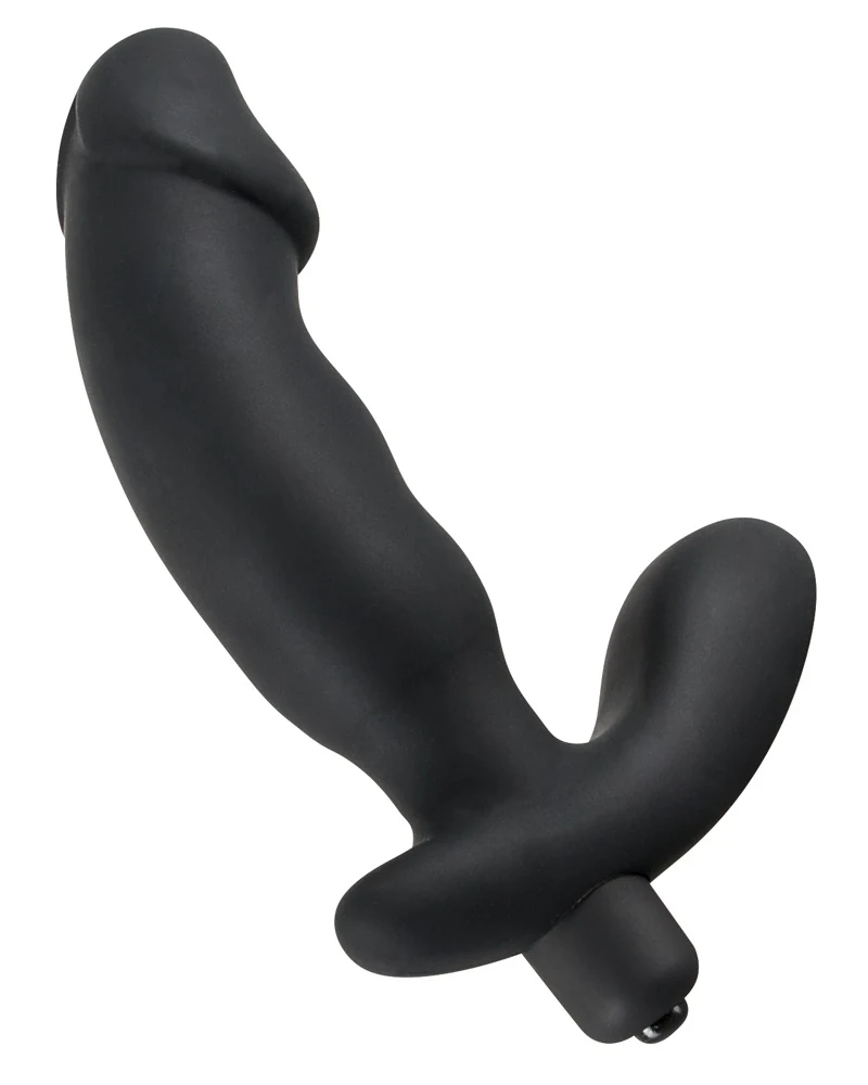Zwarte vibrator met perineumstimulator