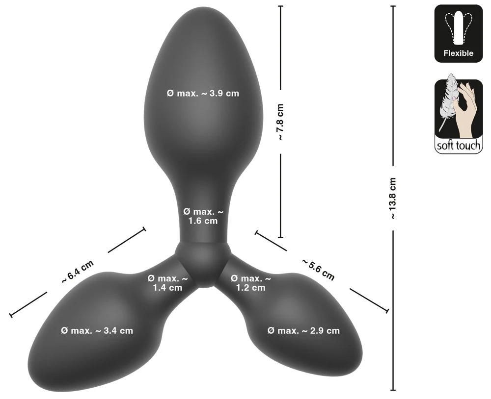 Black Velvets Training Triple Buttplug Siliconen