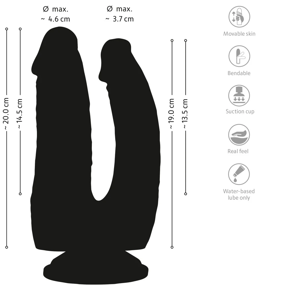 Buigbare dubbele penetrator met beweegbare huid