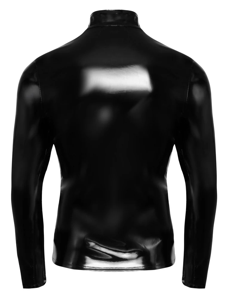 Black Level vinyl shirt met mesh en rits