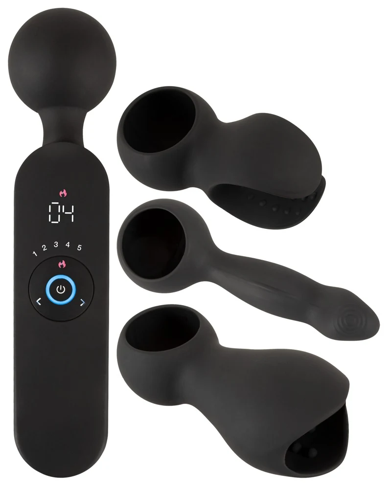 Coup!es Choice oplaadbare massagestaaf met opzetstukken