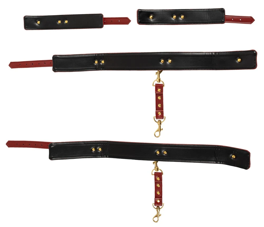 Bad Kitty hand- en beenboeien rood met goudkleurige details