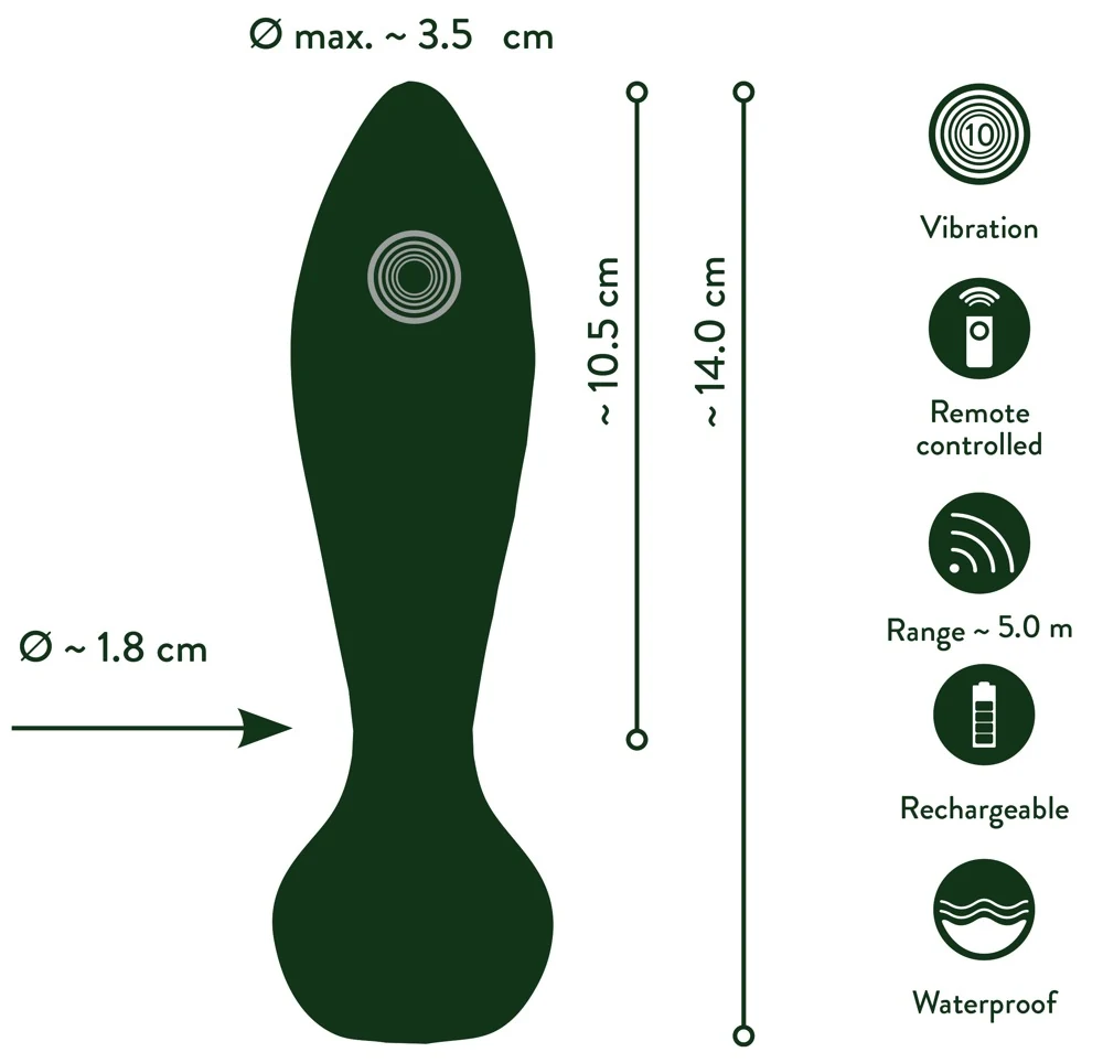 Emerald Love RC anaalplug met vibratie