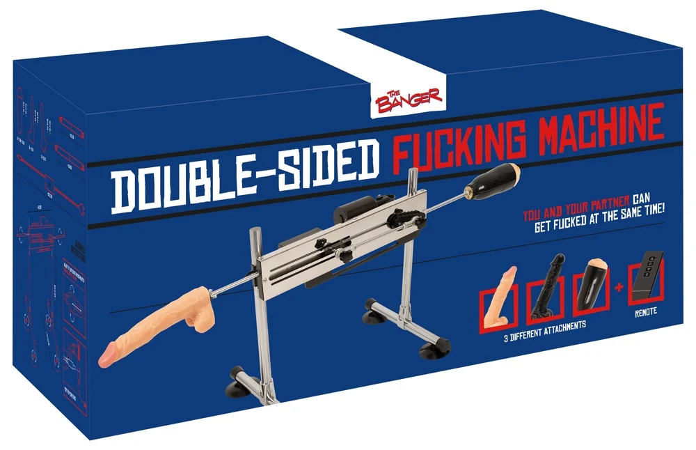 The Banger dubbelzijdige seksmachine met dildo's en masturbator