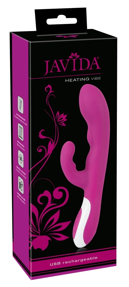 Paarse vibrator met warmtefunctie en clitorisstimulator