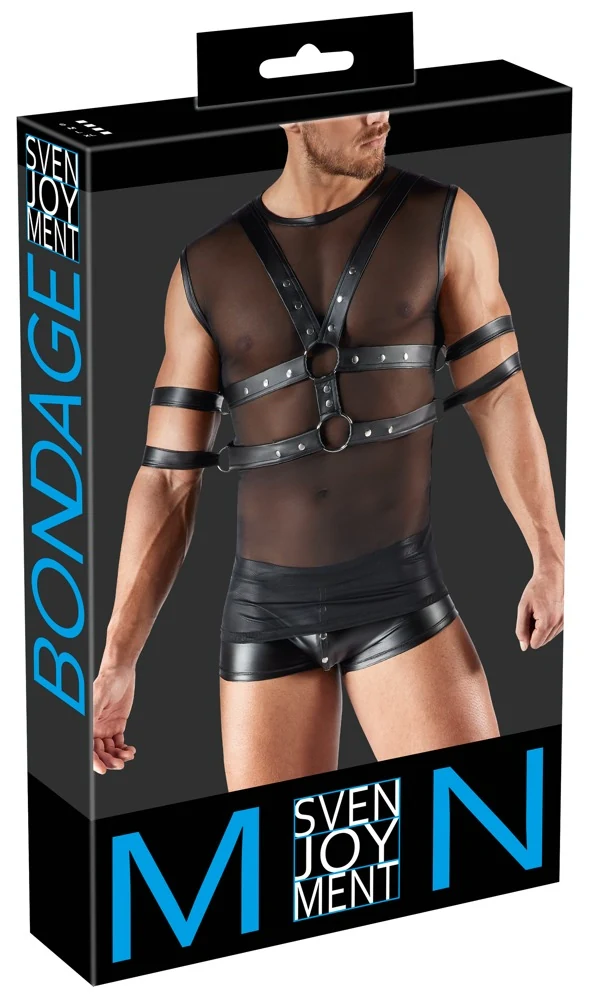 Svenjoyment Bondage shirt met harnas en boeien