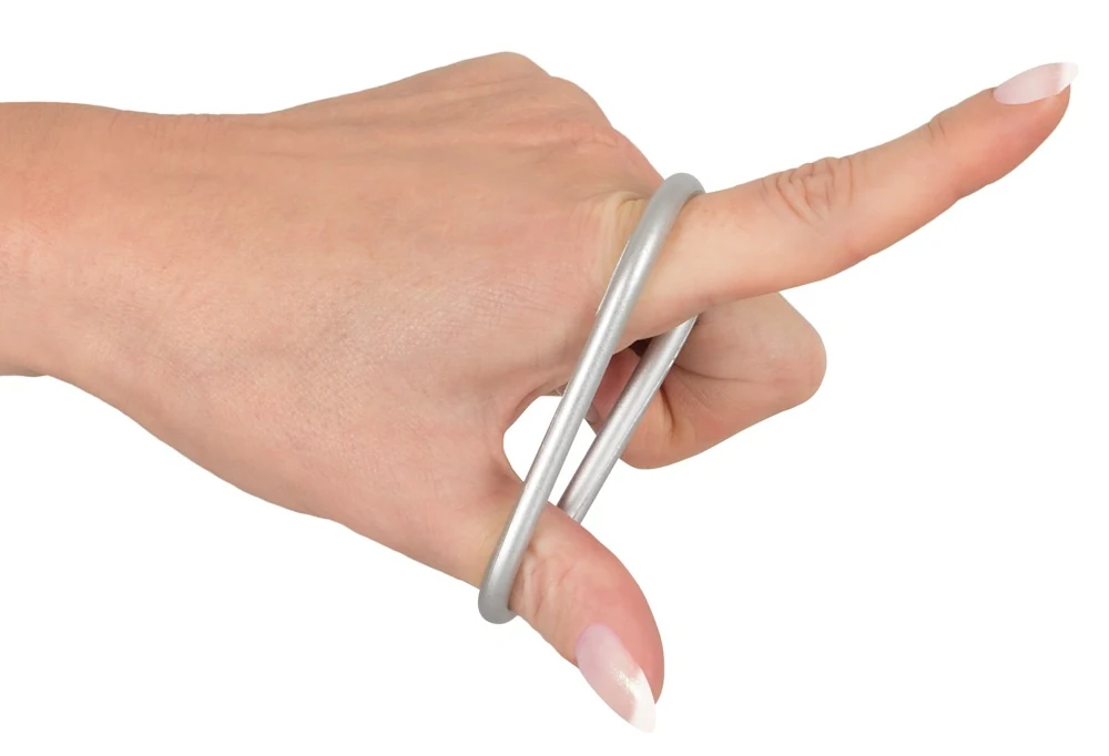 Set siliconen penisringen met metalen look