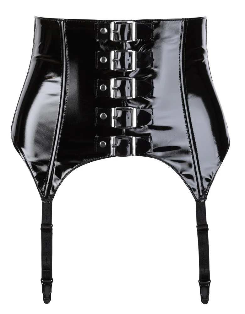 Black Level lak jarretelgordel met gespen