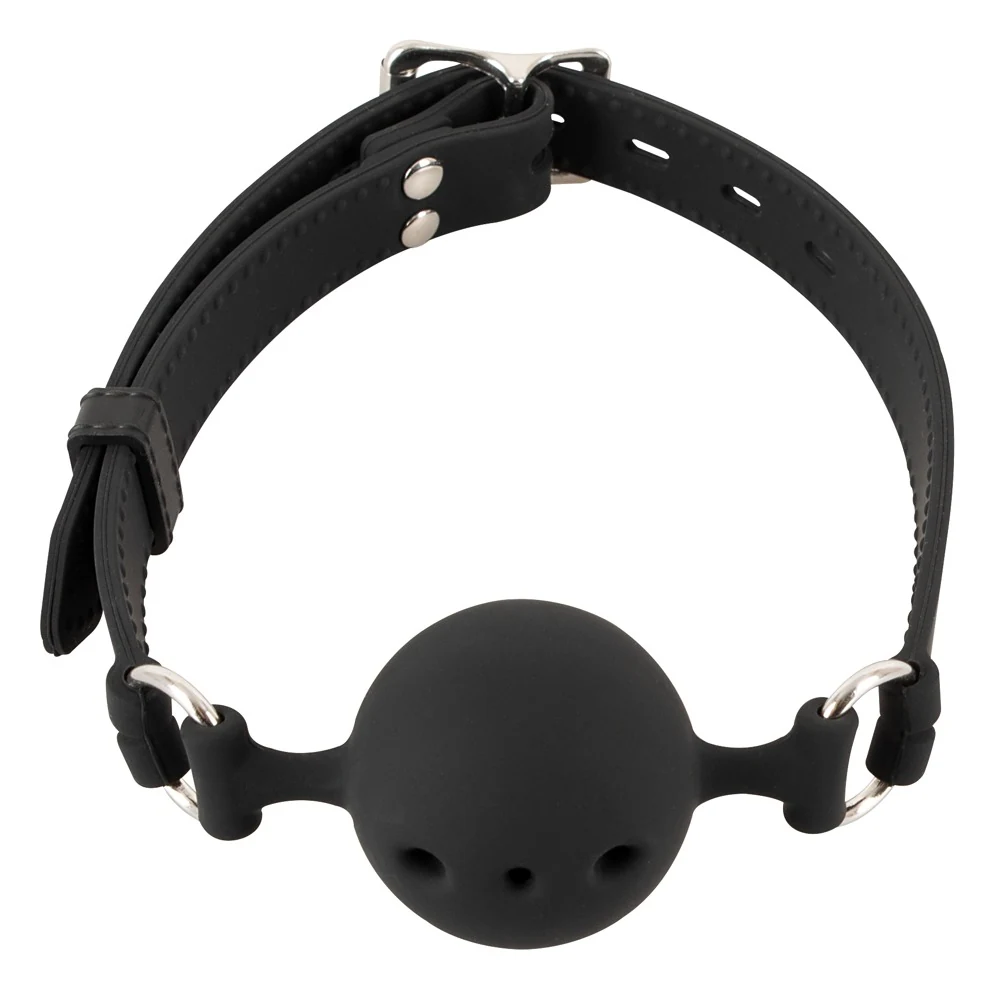 Zwarte silicone gag met luchtgaten